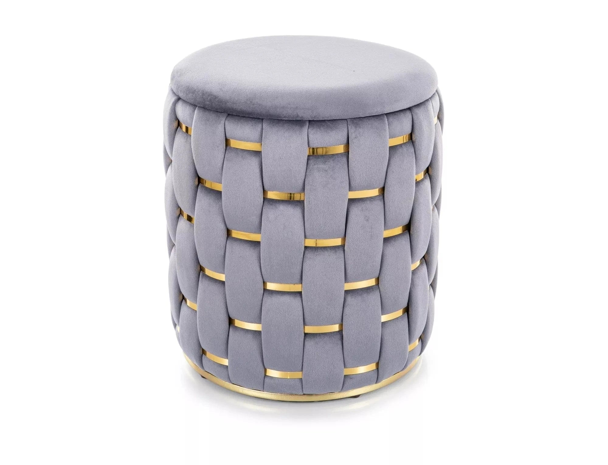 Signal Taburet tapitat cu stofa, cu spatiu de depozitare, Tiaris Velvet Gri, Ø37xH42 cm