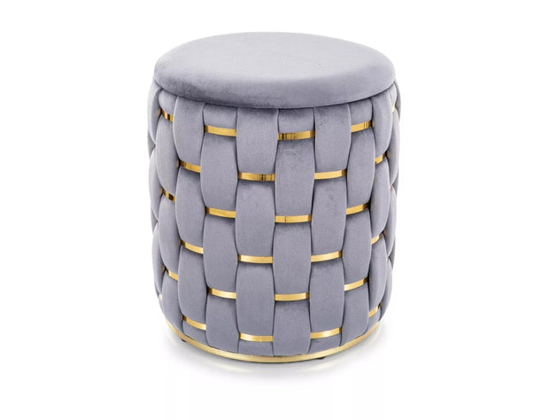 Signal Taburet tapitat cu stofa, cu spatiu de depozitare, Tiaris Velvet Gri, Ø37xH42 cm