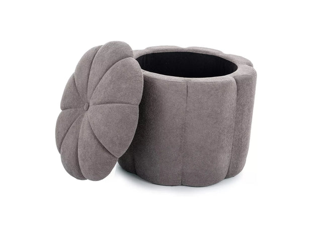 Signal Taburet tapitat cu stofa, cu spatiu de depozitare, Tupis Velvet Gri, Ø45xH40 cm