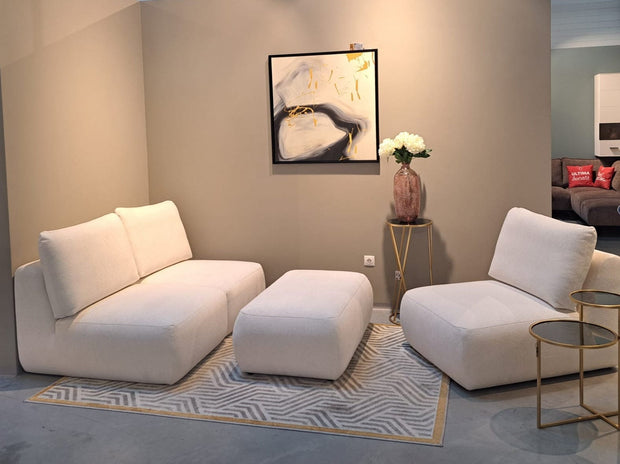 Taburet tapitat cu stofa, Dionisia Alb, l113xA70xH42 cm (3)