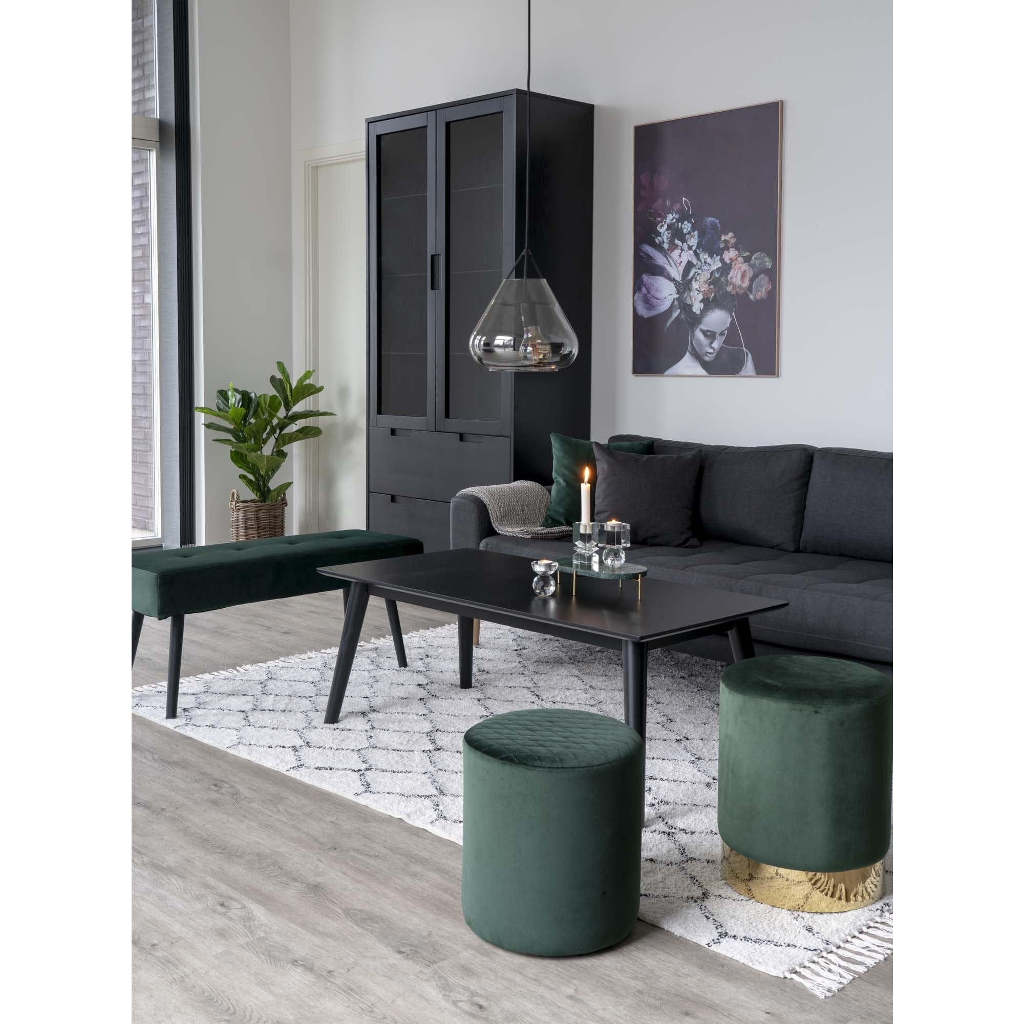 House Nordic Taburet tapitat cu stofa, Ejby Velvet Verde Inchis, Ø34xH36 cm