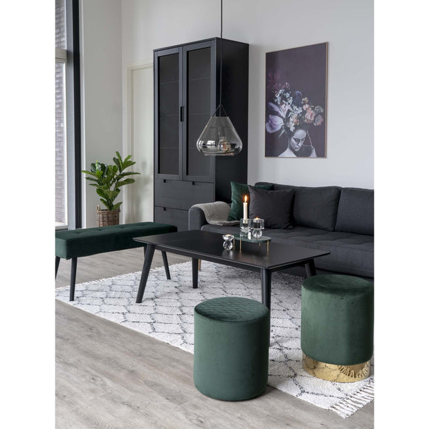 House Nordic Taburet tapitat cu stofa, Ejby Velvet Verde Inchis, Ø34xH36 cm