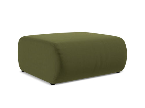 Makamii Taburet tapitat cu stofa, Ekahi Velvet C23 Verde Olive / Negru, l94xA89xH40 cm