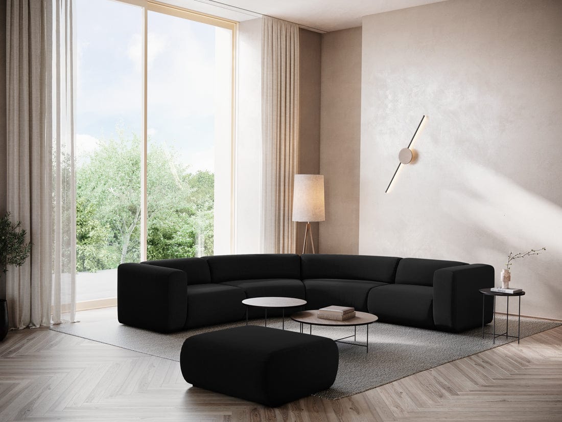 Makamii Taburet tapitat cu stofa, Ekahi Velvet C30 Negru, l94xA89xH40 cm