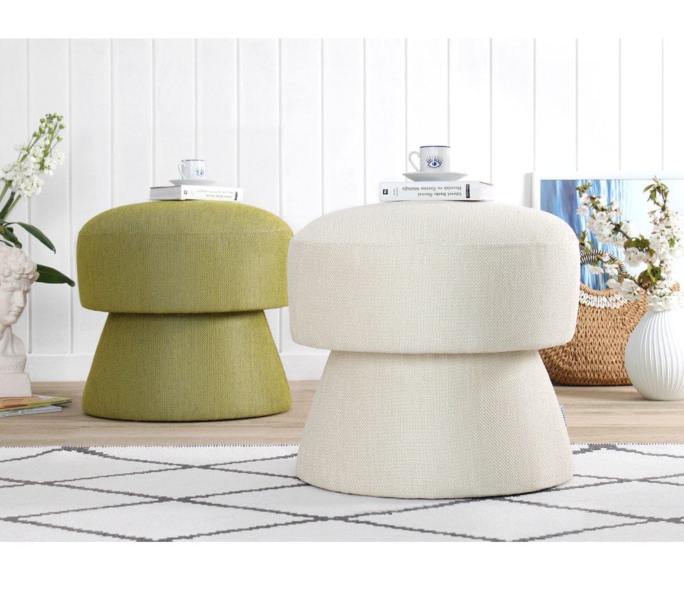 Asir Taburet tapitat cu stofa, Endor Verde Olive, Ø48xH45 cm