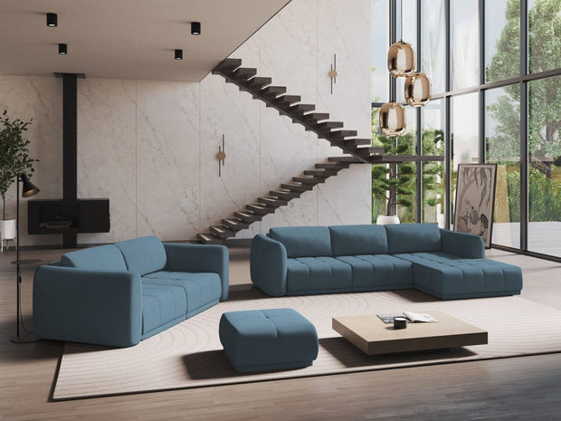 Makamii Taburet tapitat cu stofa, Hoku C11 Albastru / Negru, l60xA60xH35 cm