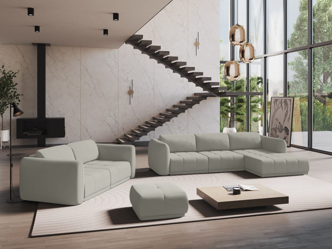 Makamii Taburet tapitat cu stofa, Hoku C25 Bej / Negru, l60xA60xH35 cm