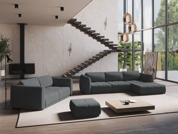 Makamii Taburet tapitat cu stofa, Hoku C3 Grafit / Negru, l60xA60xH35 cm