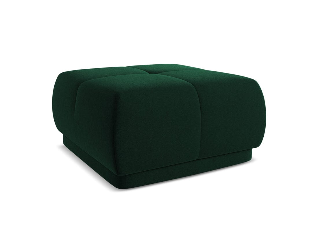 Makamii Taburet tapitat cu stofa, Hoku Velvet C24 Verde / Negru, l60xA60xH35 cm