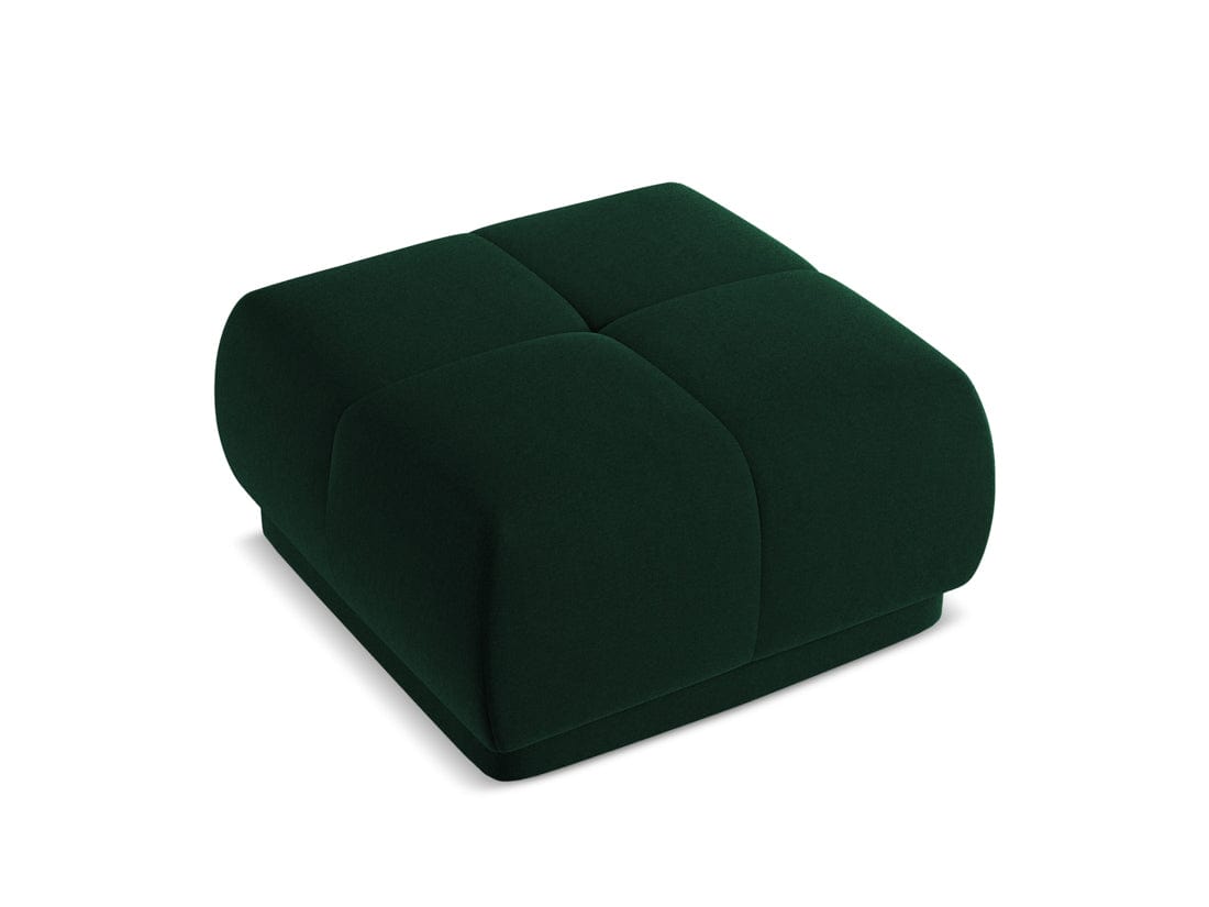 Makamii Taburet tapitat cu stofa, Hoku Velvet C24 Verde / Negru, l60xA60xH35 cm