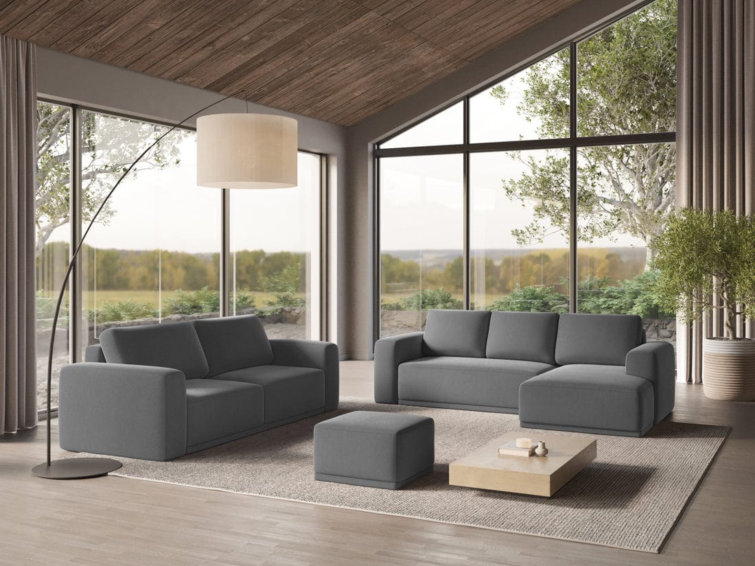 Makamii Taburet tapitat cu stofa, Kaila Velvet C4 Gri / Negru, l65xA65xH40 cm