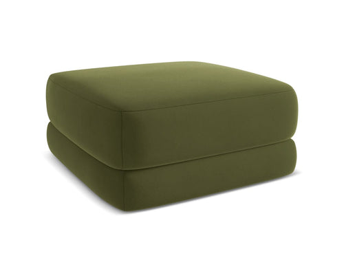 Makamii Taburet tapitat cu stofa, Kiana Velvet C23 Verde Olive / Negru, l75xA75xH39 cm