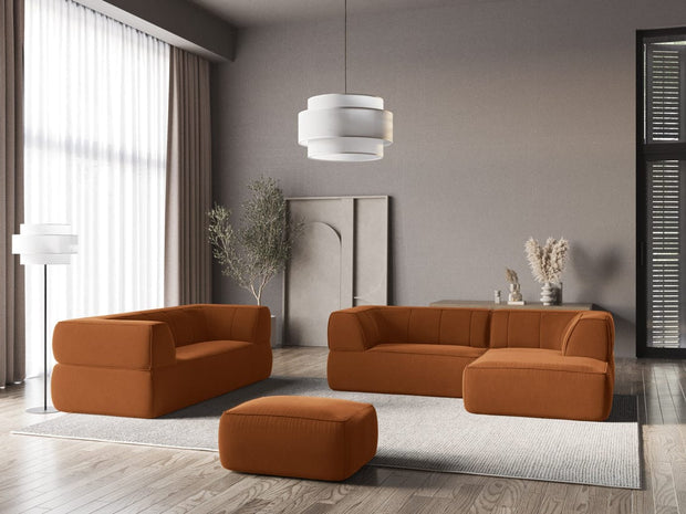 Makamii Taburet tapitat cu stofa, Liko Velvet C12 Caramiziu / Negru, l80xA60xH40 cm