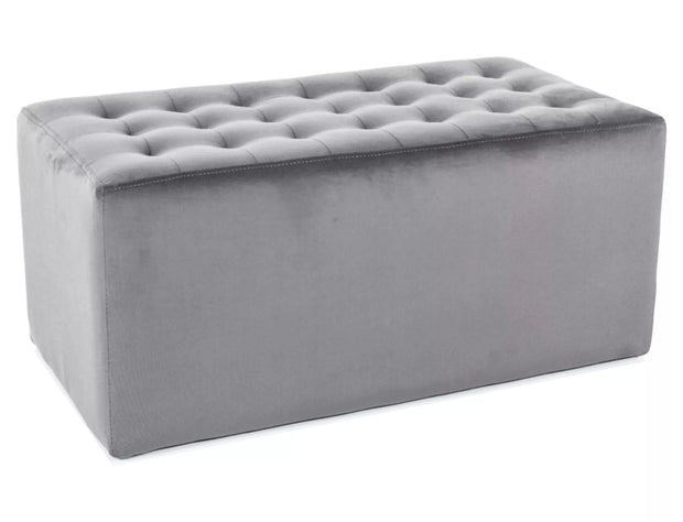 Taburet tapitat cu stofa, Lori 2 Velvet Gri, l76xA39xH34 cm