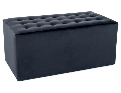 Taburet tapitat cu stofa, Lori 2 Velvet Negru, l76xA39xH34 cm