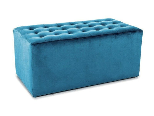 Taburet tapitat cu stofa, Lori 2 Velvet Turcoaz, l76xA39xH34 cm