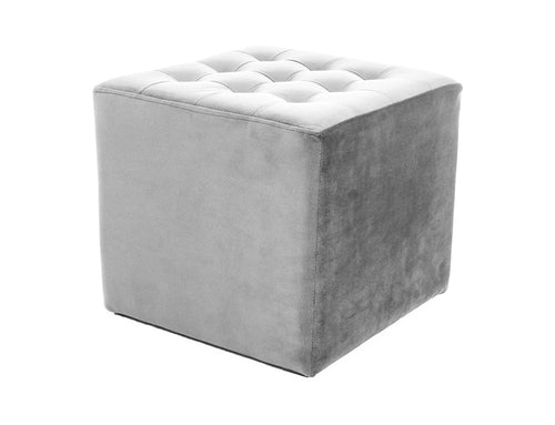 Taburet tapitat cu stofa, Lori Velvet Gri Deschis, l39xA39xH34 cm