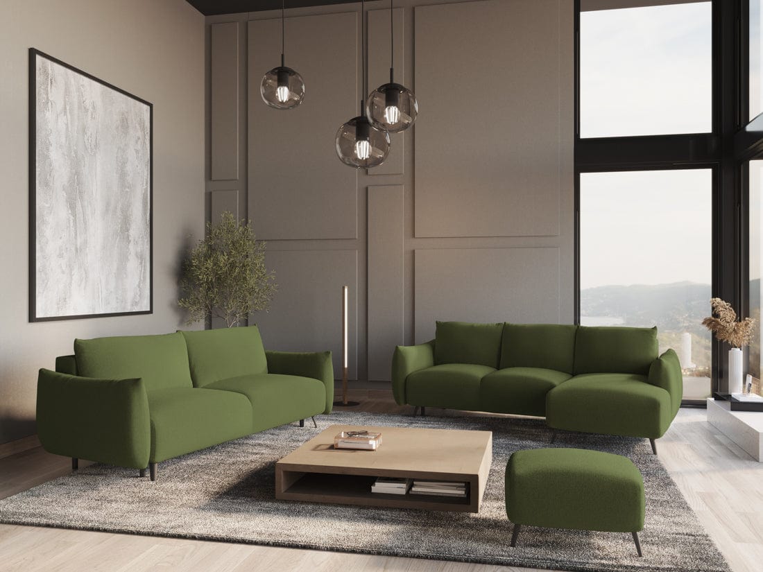 Makamii Taburet tapitat cu stofa, Malie C9 Verde / Negru, l65xA65xH44 cm