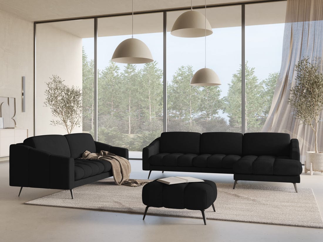 Makamii Taburet tapitat cu stofa, Nalu C1 Negru, l78xA60xH41 cm