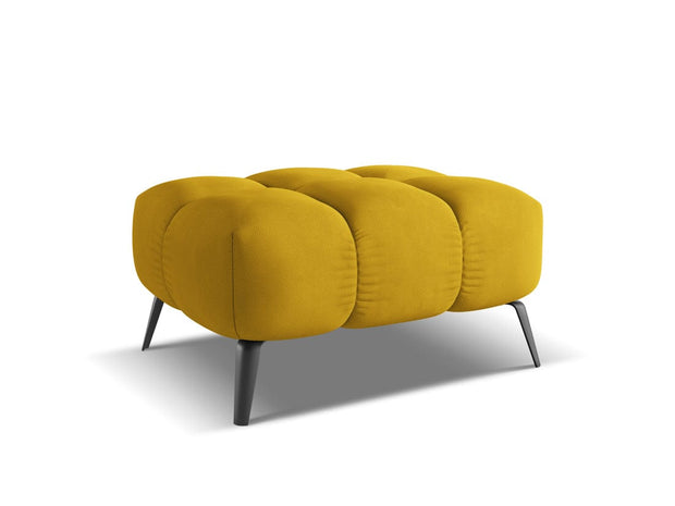 Makamii Taburet tapitat cu stofa, Nalu C19 Mustariu / Negru, l78xA60xH41 cm