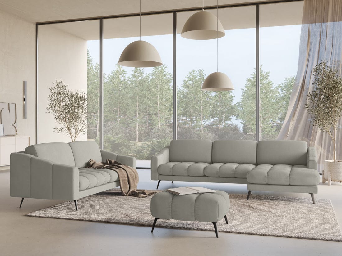 Makamii Taburet tapitat cu stofa, Nalu C25 Bej / Negru, l78xA60xH41 cm