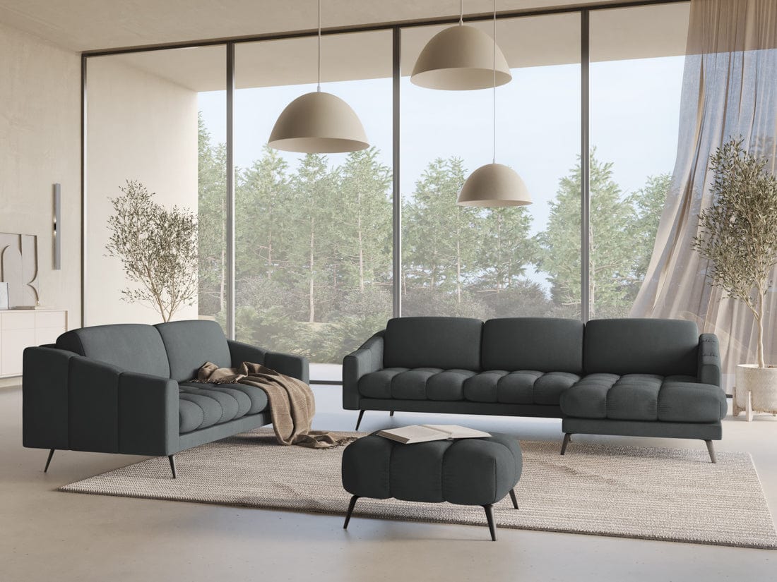 Makamii Taburet tapitat cu stofa, Nalu C3 Grafit / Negru, l78xA60xH41 cm