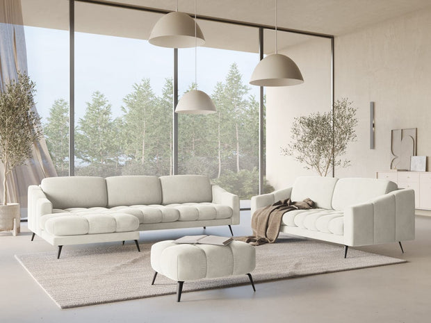 Makamii Taburet tapitat cu stofa, Nalu Velvet C1 Bej Deschis / Negru, l78xA60xH41 cm