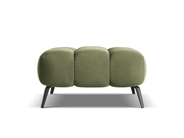 Makamii Taburet tapitat cu stofa, Nalu Velvet C11 Verde Olive / Negru, l78xA60xH41 cm