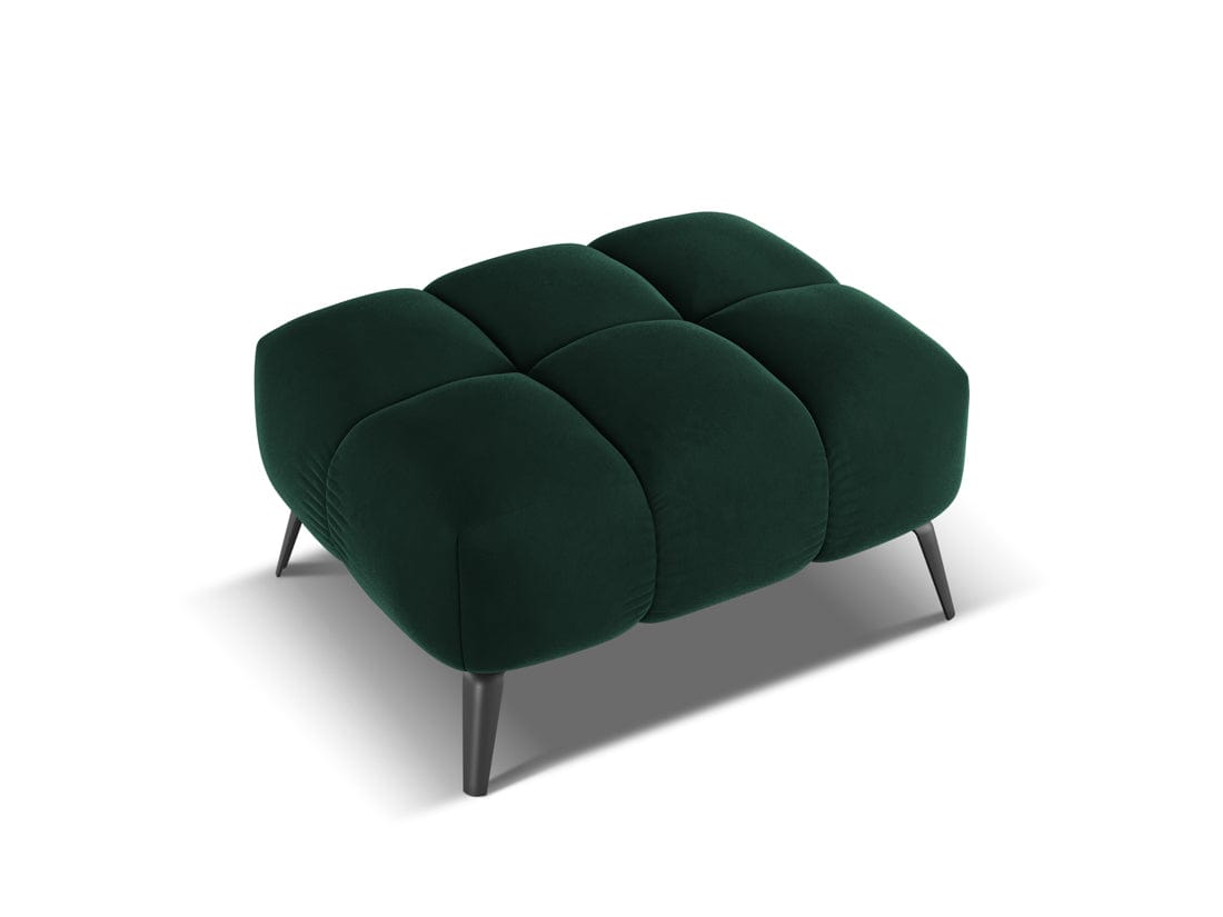 Makamii Taburet tapitat cu stofa, Nalu Velvet C12 Verde / Negru, l78xA60xH41 cm