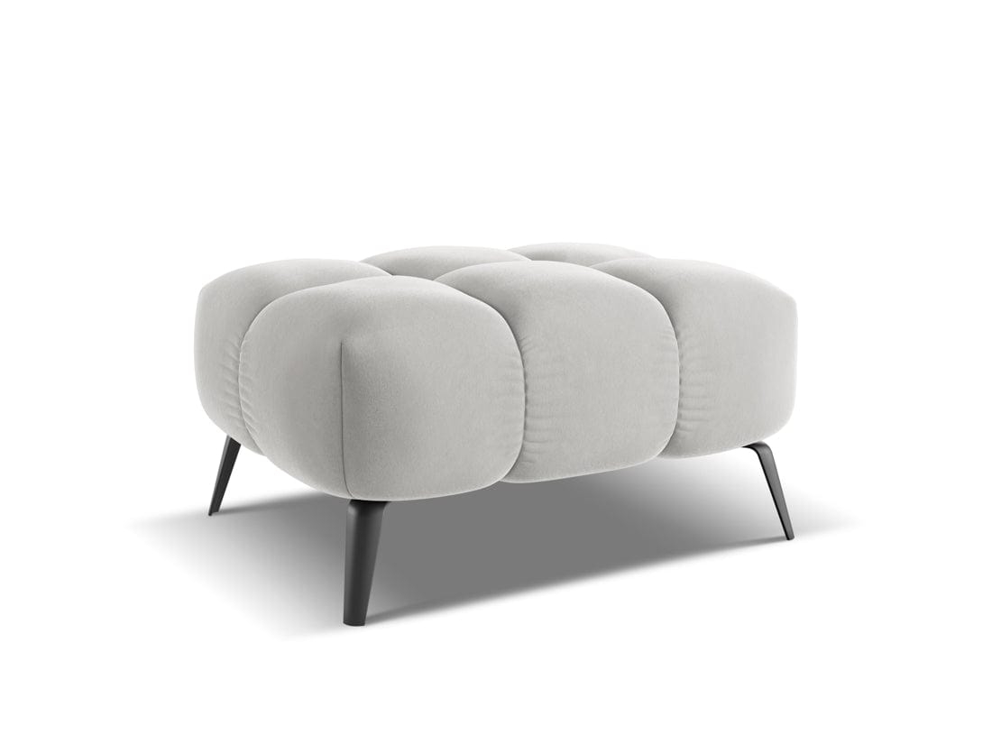 Makamii Taburet tapitat cu stofa, Nalu Velvet C18 Argintiu / Negru, l78xA60xH41 cm