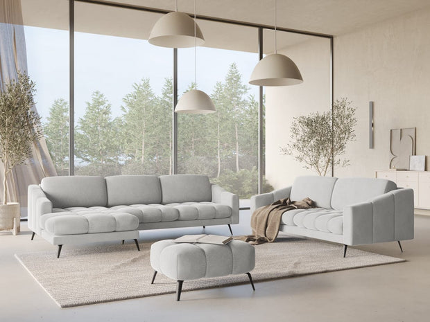 Makamii Taburet tapitat cu stofa, Nalu Velvet C18 Argintiu / Negru, l78xA60xH41 cm