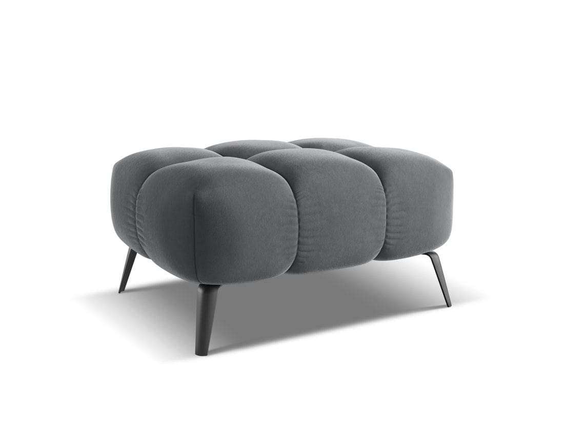 Makamii Taburet tapitat cu stofa, Nalu Velvet C21 Gri Inchis / Negru, l78xA60xH41 cm