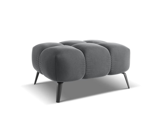 Makamii Taburet tapitat cu stofa, Nalu Velvet C21 Gri Inchis / Negru, l78xA60xH41 cm