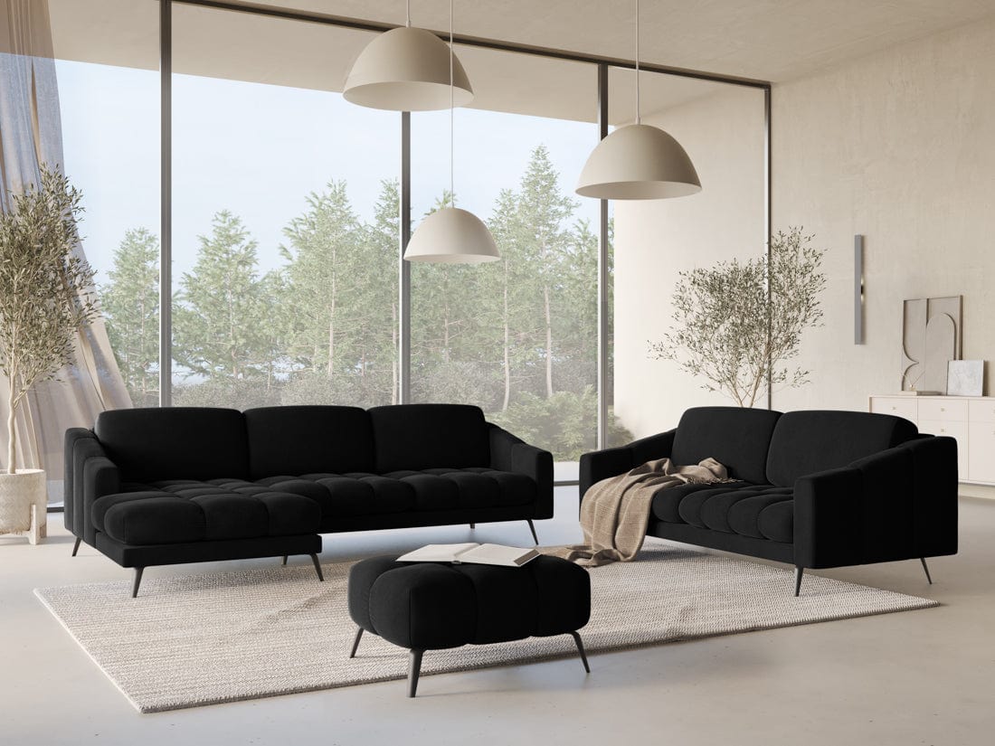 Makamii Taburet tapitat cu stofa, Nalu Velvet C23 Negru, l78xA60xH41 cm