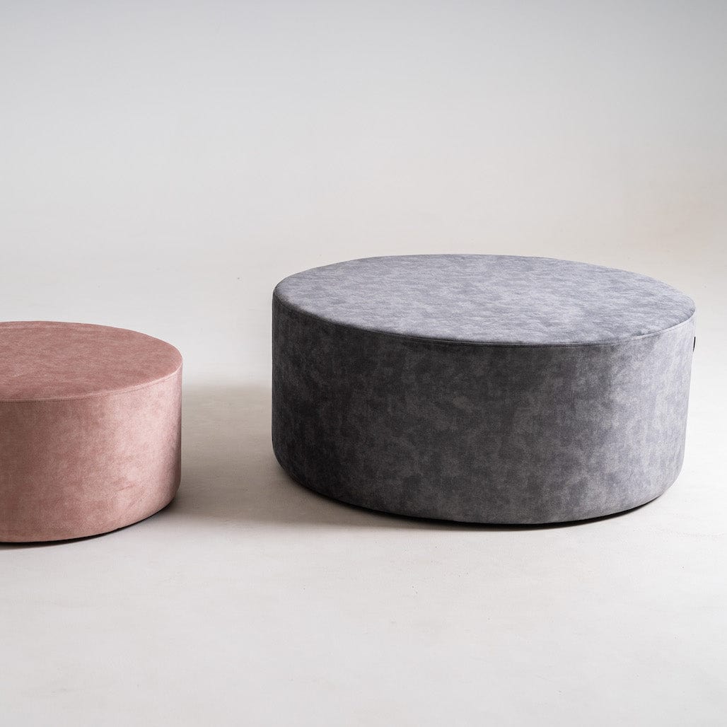 Taburet tapitat cu stofa, Sari Gri, Ø100xH45 cm (3)