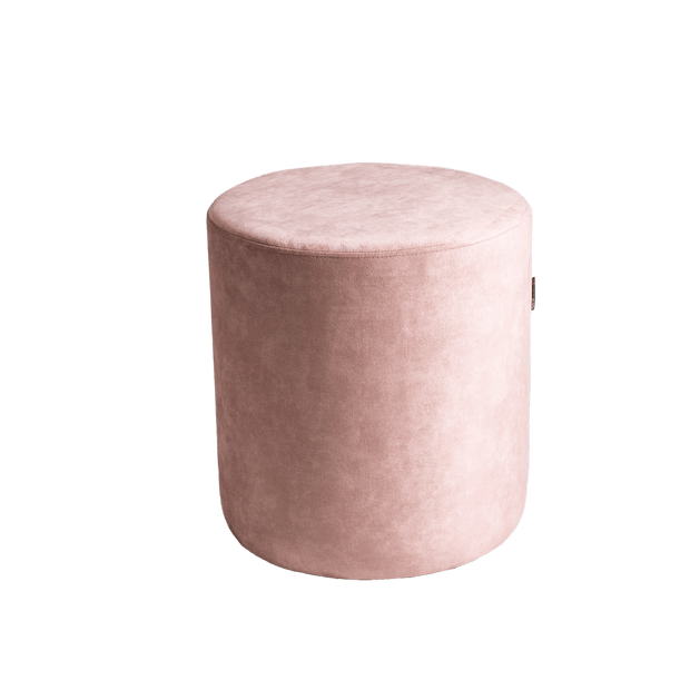 Taburet tapitat cu stofa, Sari Roz, Ø40xH50 cm