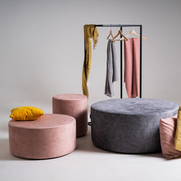 Customform Taburet tapitat cu stofa, Sari Roz, Ø40xH50 cm