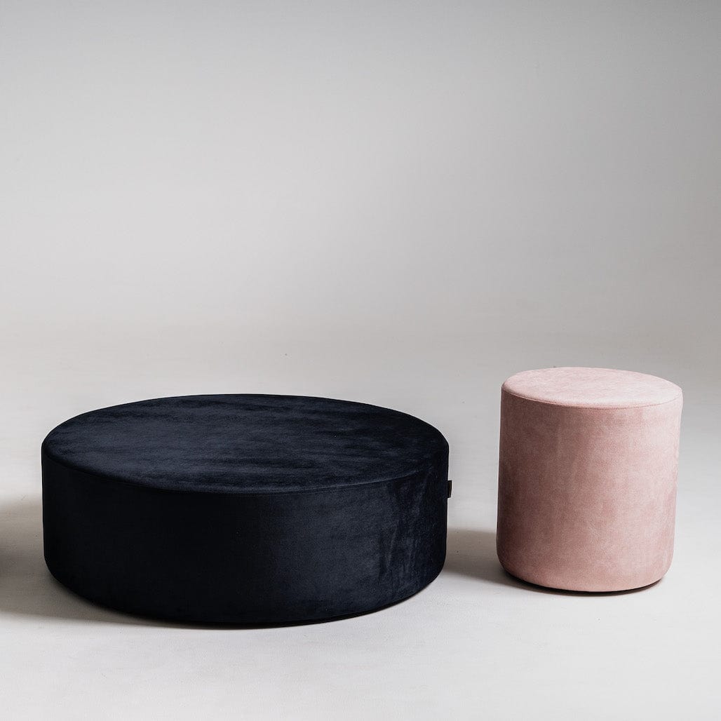 Taburet tapitat cu stofa, Sari Roz, Ø40xH50 cm (2)