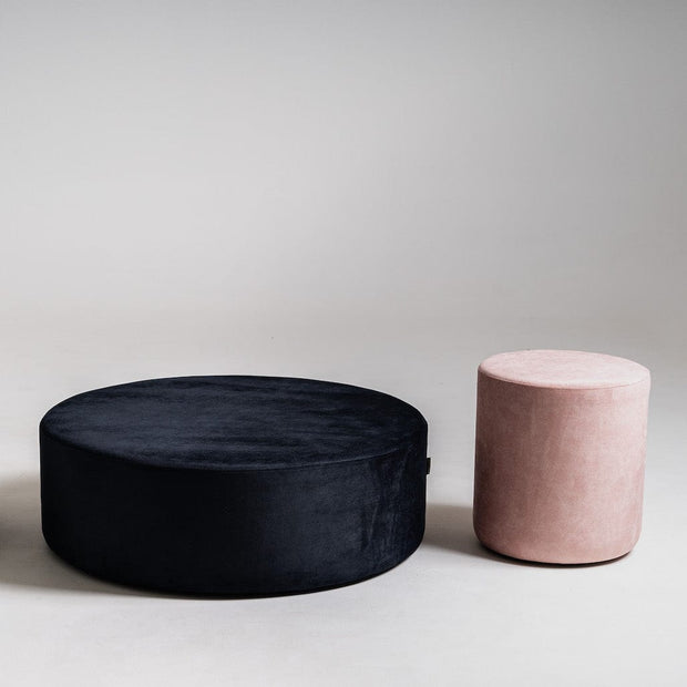 Taburet tapitat cu stofa, Sari Roz, Ø40xH50 cm (2)