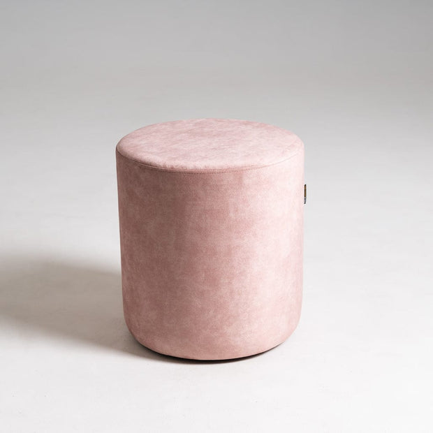 Taburet tapitat cu stofa, Sari Roz, Ø40xH50 cm (3)