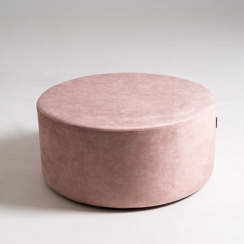 Taburet tapitat cu stofa, Sari Roz, Ø70xH35 cm (1)