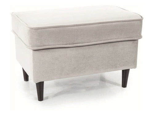 Taburet tapitat cu stofa si picioare din lemn, Ron Velvet Gri Deschis, l60xA40xH43 cm