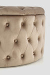 Taburet tapitat cu stofa si spatiu de depozitare, Nunez Velvet Bej, Ø70xH40 cm (2)