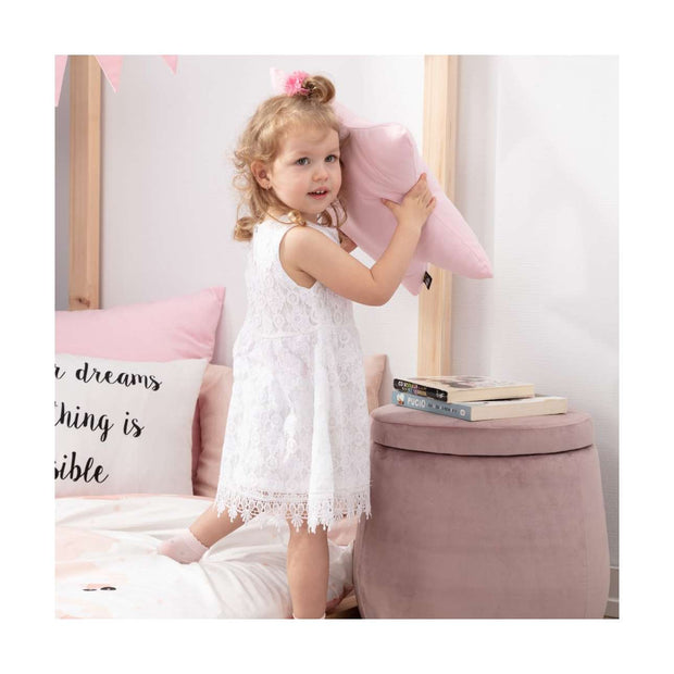 Taburet tapitat cu stofa si spatiu de depozitare, Posh Velvet Albastru, Ø40xH40 cm (3)