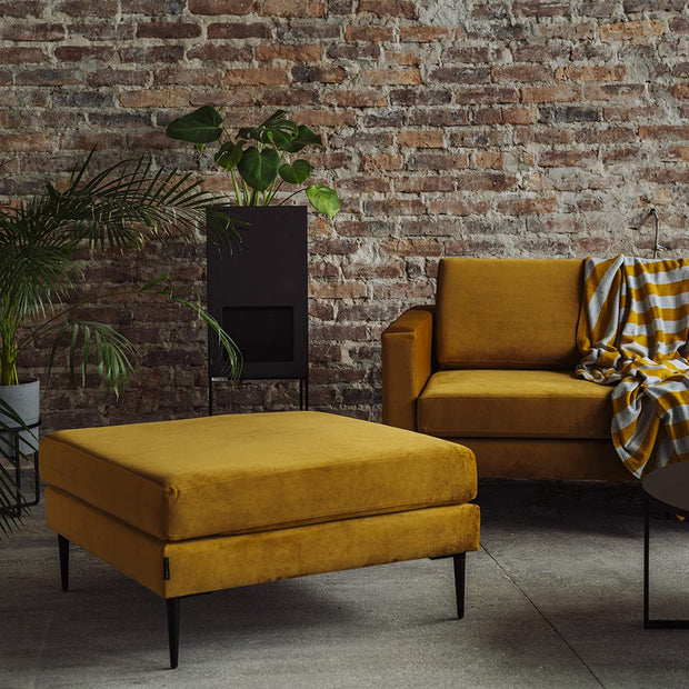 Taburet tapitat cu stofa, Vergan Portocaliu, l84xA83xH44 cm (1)