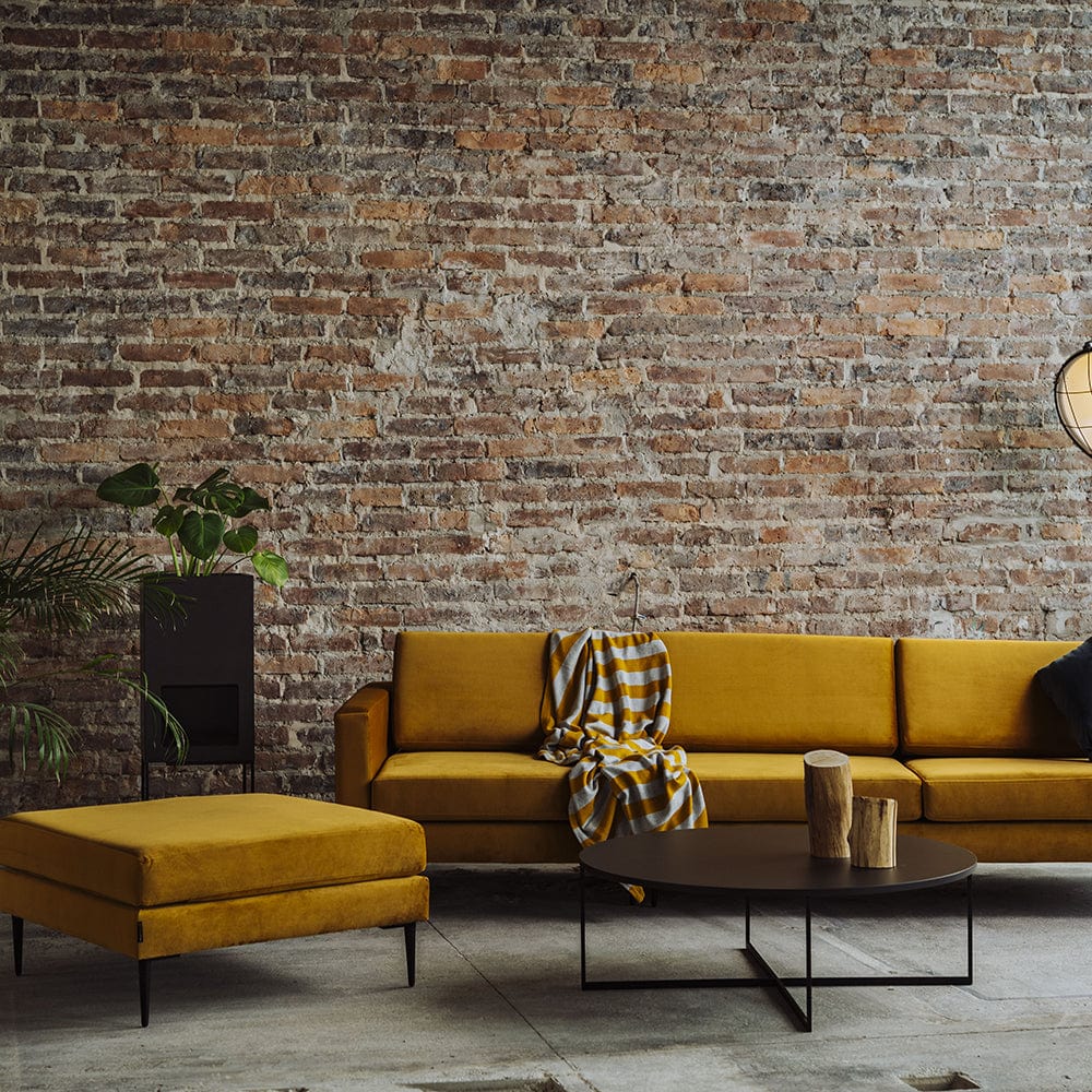 Customform Taburet tapitat cu stofa, Vergan Portocaliu, l84xA83xH44 cm