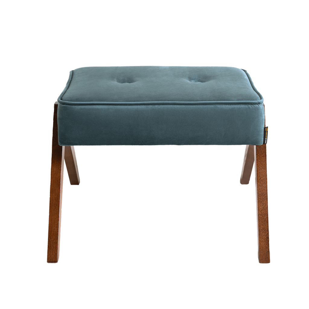 Taburet tapitat cu stofa, Vinc Petrol, l55xA44xH58 cm