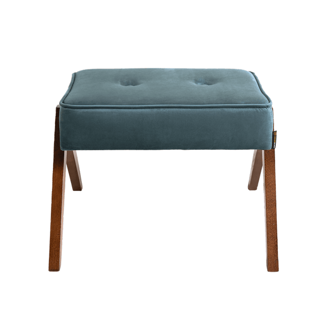 Taburet tapitat cu stofa, Vinc Petrol, l55xA44xH58 cm