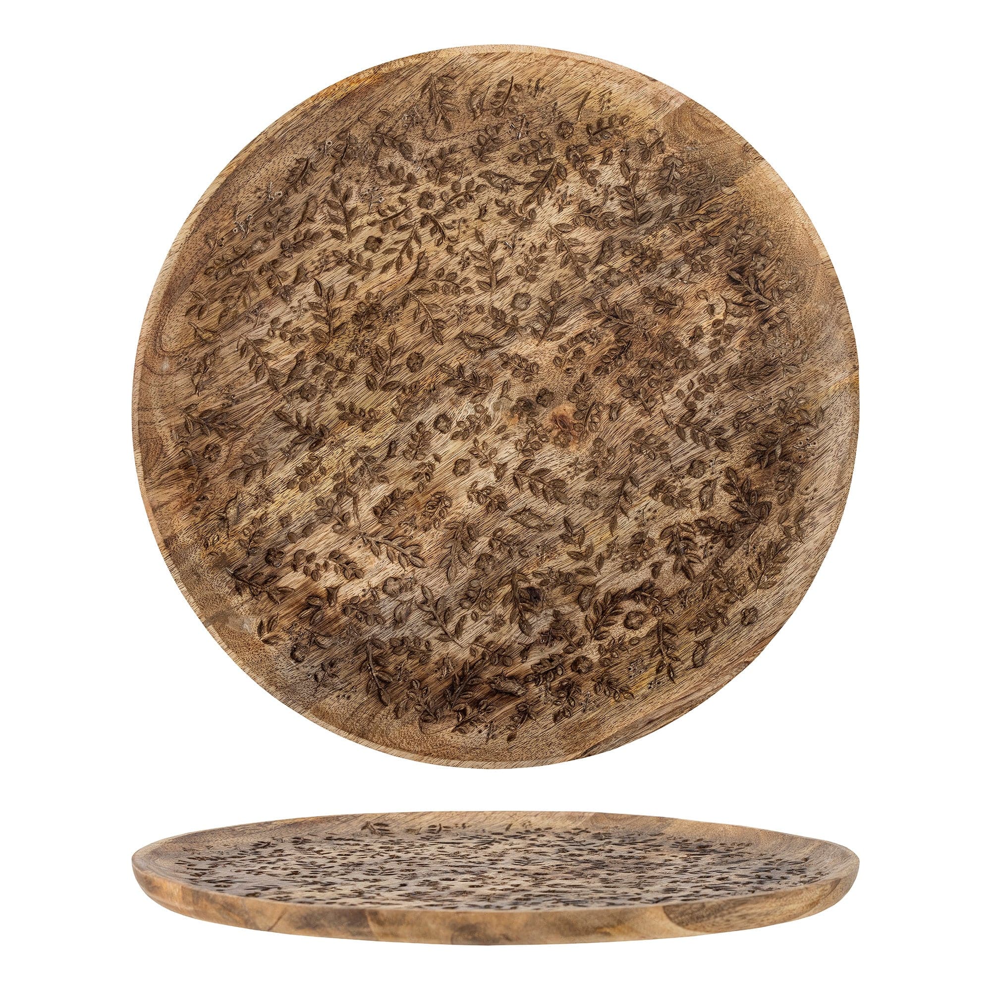 Tava pentru servire din lemn, Camilia Natural, Ø40xH2 cm