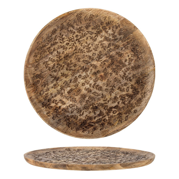 Tava pentru servire din lemn, Camilia Natural, Ø40xH2 cm